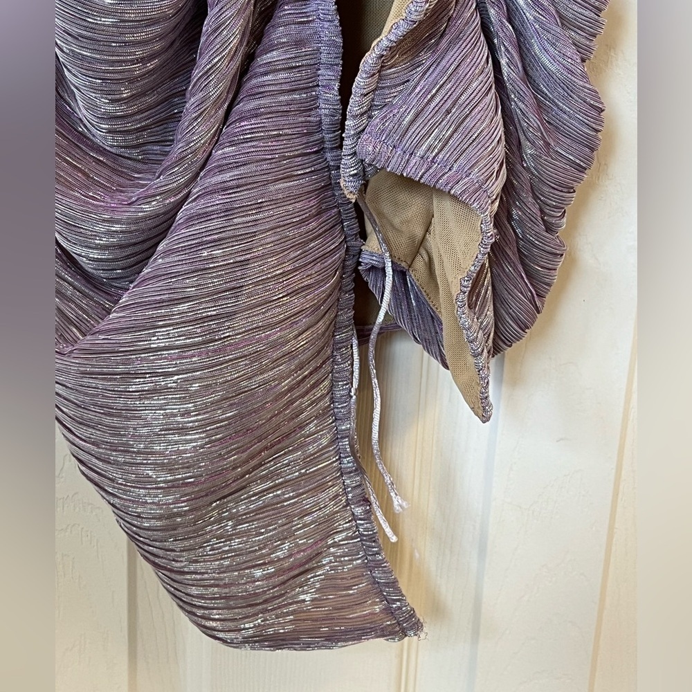 Miss Circle PARRIS LAVENDER METALLIC CUTOUT RUCHED CHIFFON MAXI DRESS Medium - Picture 7 of 11
